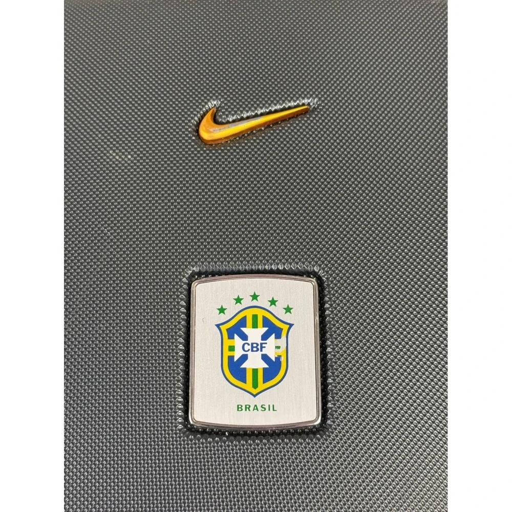 Nike Brasil CBF Rolling Suitcase Grey Yellow‎ Hardshell Carryon Luggage Soccer